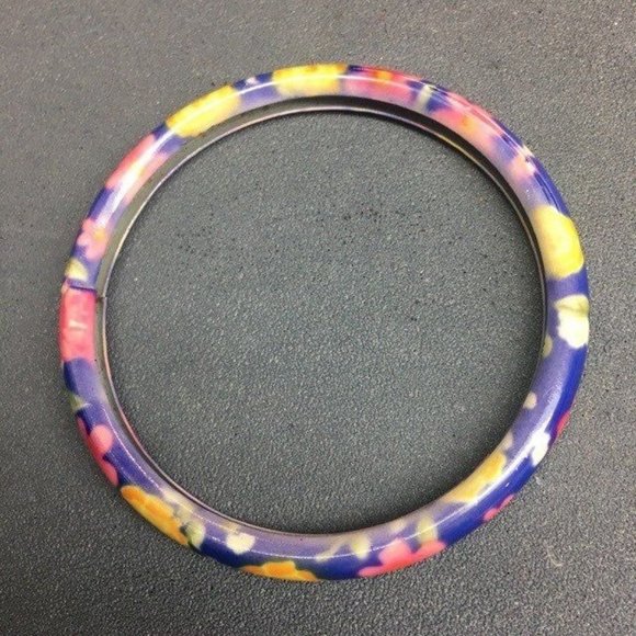Flower Bangle Bracelet Blue Pink Yellow Orange Green Soft Girl Barbie Retro - Picture 4 of 5